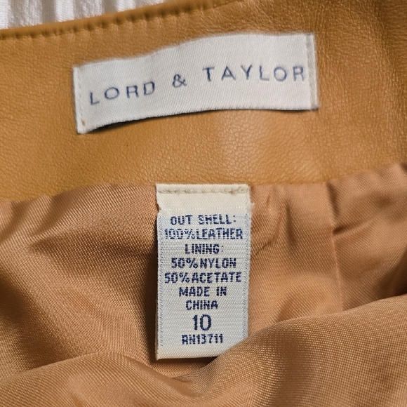 Lord & Taylor Tan Leather Jacket and Skirt - Picture 9 of 14